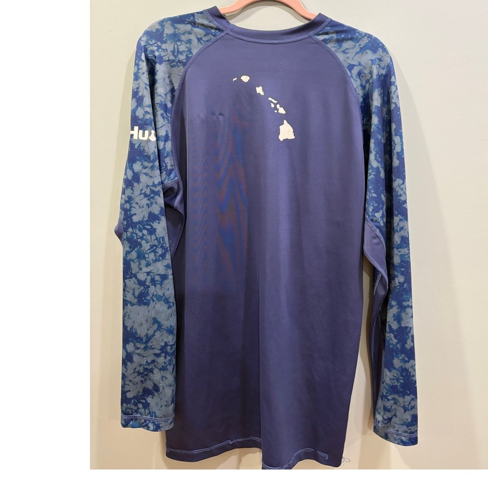 Da Hui Mens XXL Rash Guard Long Sleeve Blue Tie Dye Surfer Hawaii Swim Shirt - Picture 2 of 5